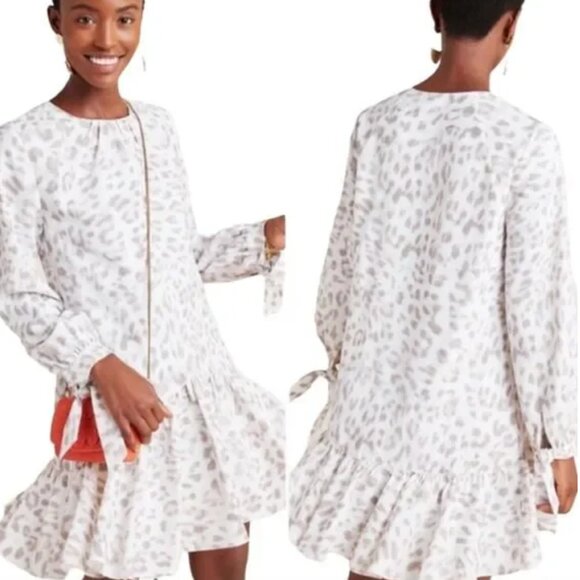 Mare Mare Anthropologie Felix Tunic Shift Dress Small S White Leopard Print - Picture 1 of 7